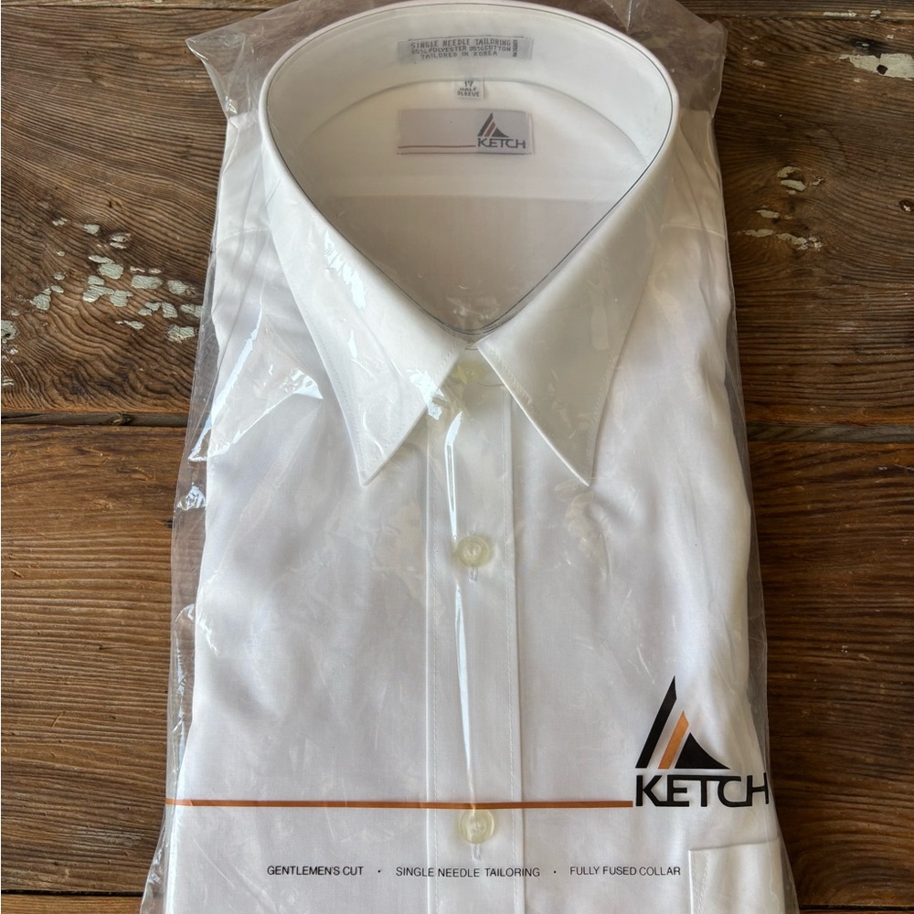 NOS Vintage 80s Ketch Button Up Short Sleeve Mens Medium Large (17)